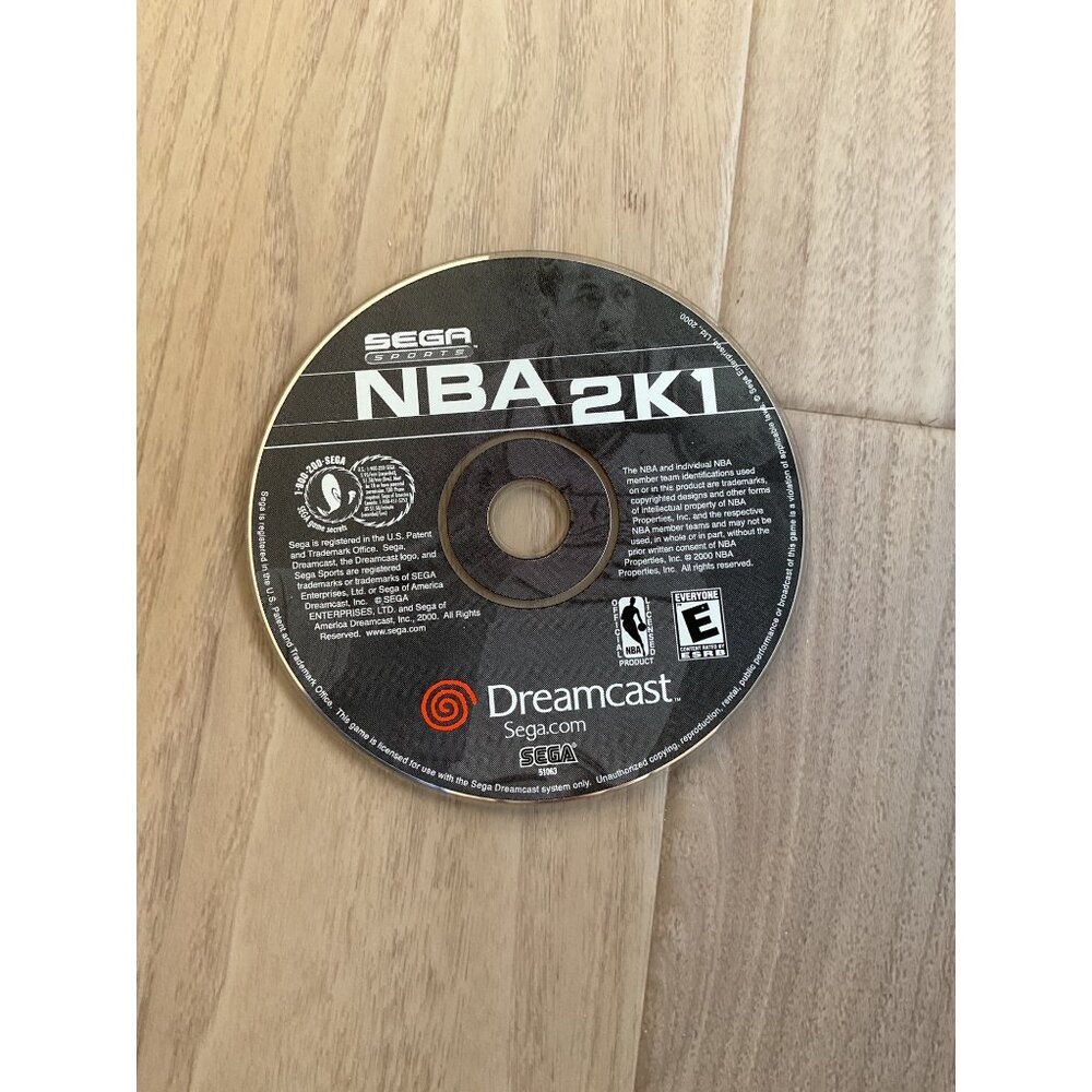 Sega Dreamcast NBA 2K1 Video Game Disc Rated E Basketball Sports Classic
